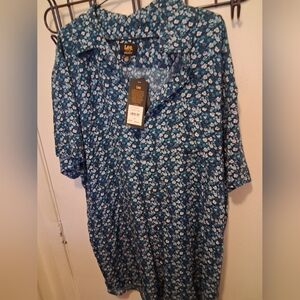 Levi's Blue Floral Women's Top - COSMIC TURQ